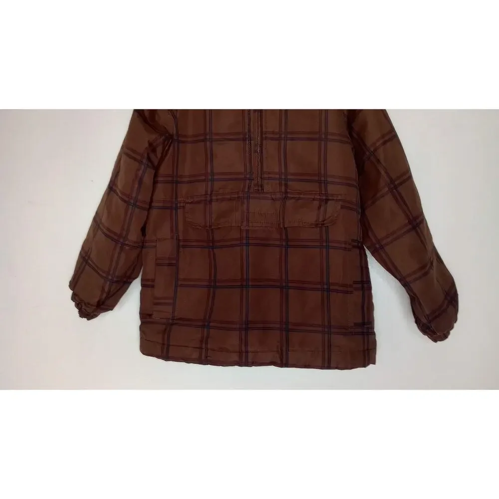 Oshkosh b'gosh Brown Plaid Hooded Fall Pullover Jacket